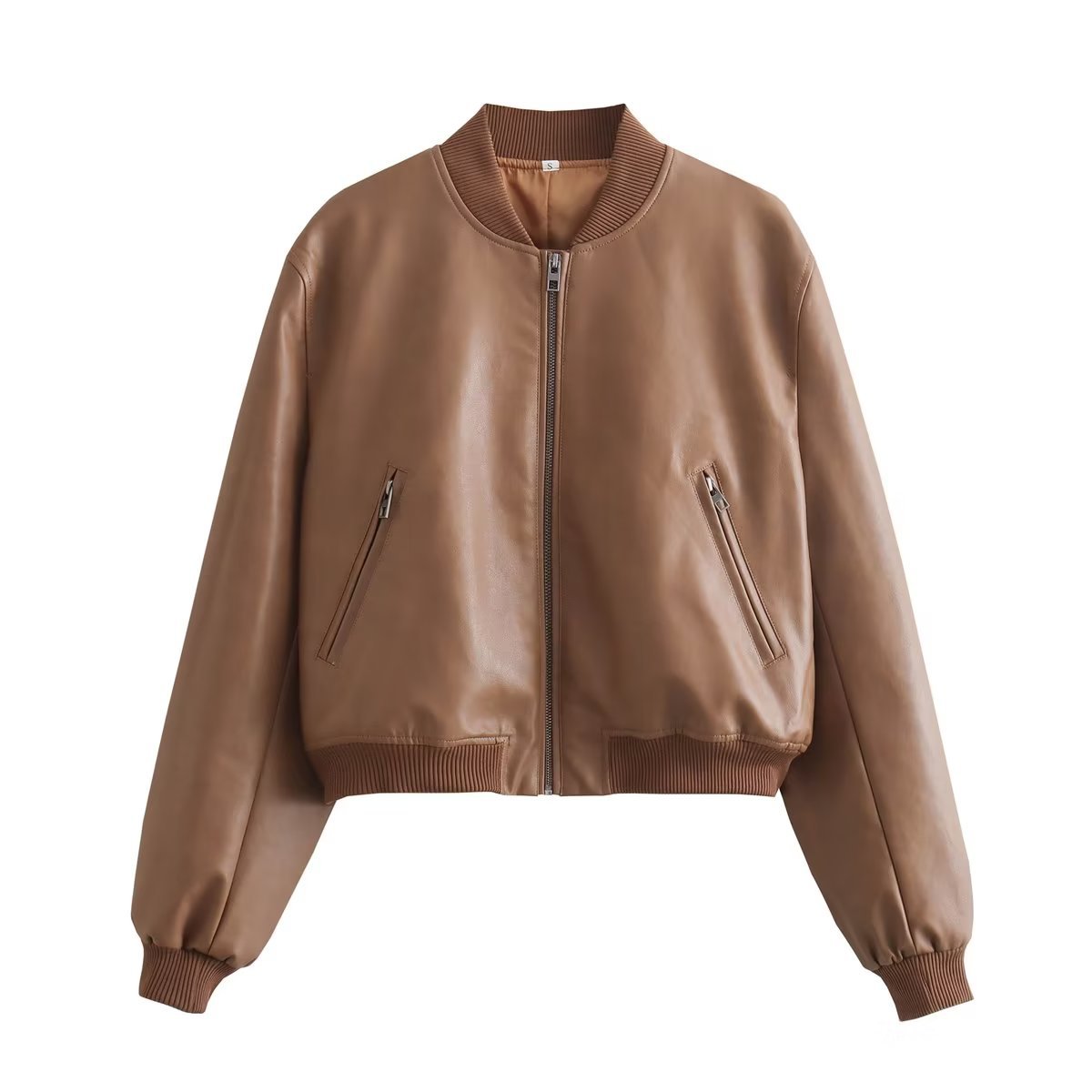 maoxiangshop fashion inspo Pu Street Short Slim Autumn Stand Collar Motorcycle Pilot Jacket Coat Women's Jacket