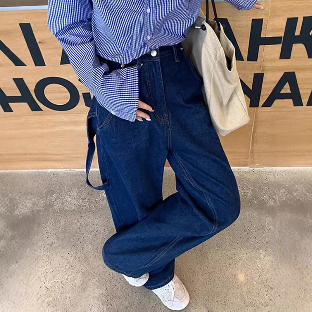 maoxiangshop fashion inspo Retro Jeans for Women 2024 New Autumn High Waist Loose Casual Pants Blue Radish Pants Wide Leg Pants