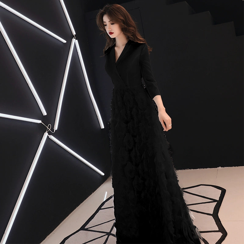 White high-end banquet evening dress dress women's simple, generous and noble long high-end textured temperament celebrity dress