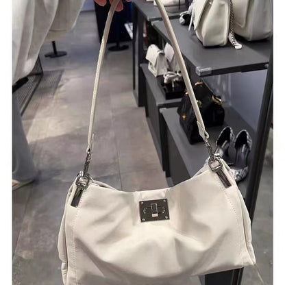 MAOXIANGSHOP 2025 Bag 2025 spring and summer new soft leather small satchel Korean version large-capacity commuter baguette bag versatile casual armpit bag