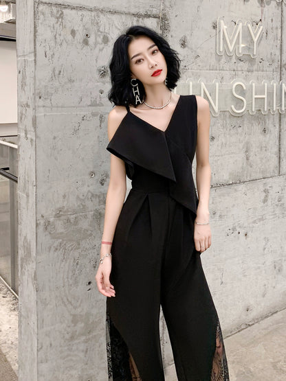 Black small evening dress dress, women's banquet temperament is noble, elegant and thin, and the queen can usually wear suspenders in autumn.