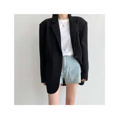 2000s fashion Oversize Black Suit Jacket Women's High-Grade New Spring and Autumn Korean Style Casual Loose Profile Suit