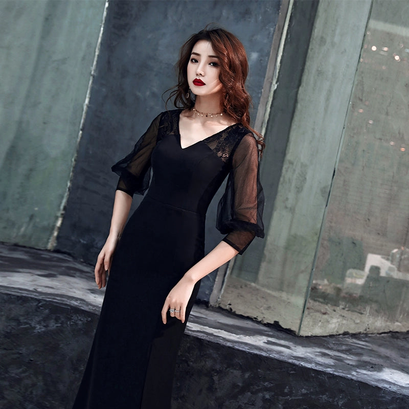 Black evening dress dress women's  new banquet noble aura queen dress fishtail temperament high-end and thin