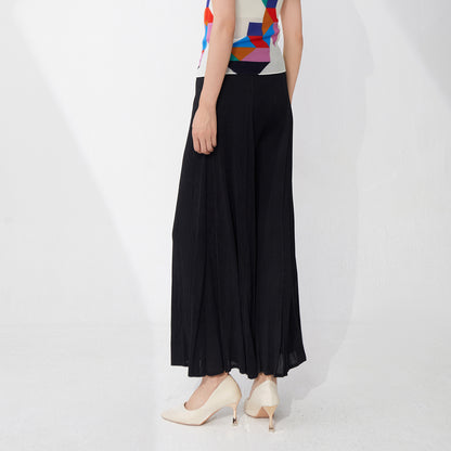 Black wide-leg pants women's thin senior sense elastic waist drape loose flared pants fashionable versatile casual pants