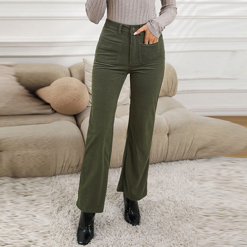 maoxiangshop-shop fall outfits aesthetic Shiying Autumn and Winter New Corduroy Straight Casual Pants for Women Fashionable Slim High Waist Retro Pants for Women