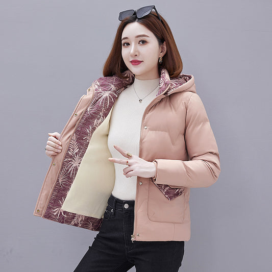 Good quality cotton-padded clothes women's winter warm new thickened cotton-padded jackets versatile large fur collar cotton-padded jackets