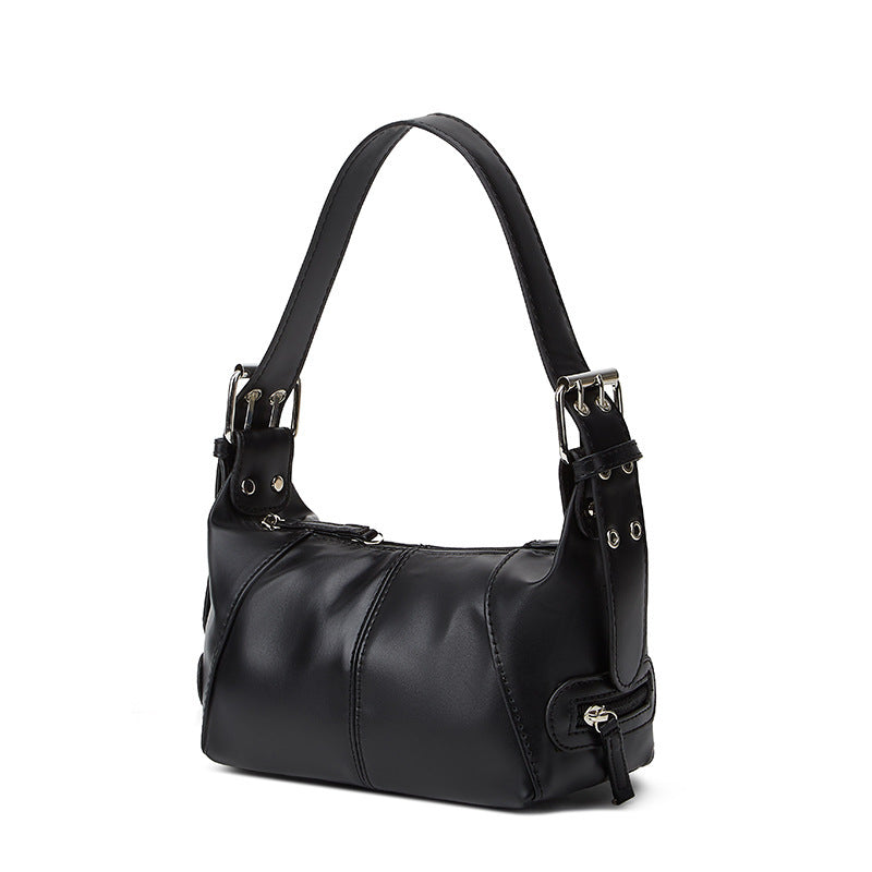 MAOXIANGSHOP Cool pull girl niche design soft leather zipper single shoulder portable underarm bag retro 2025 popular new fashion