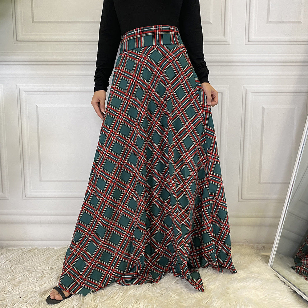 maoxiangshop outfit inspo fall Fashion Casual Waist Slimming Scottish Skirt