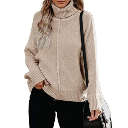 maoxiangshop-shop fall outfits women Autumn and Winter New Knitted Thick Line Long Sleeve Solid Color Pullover Temperament Commuter Turtleneck Sweater