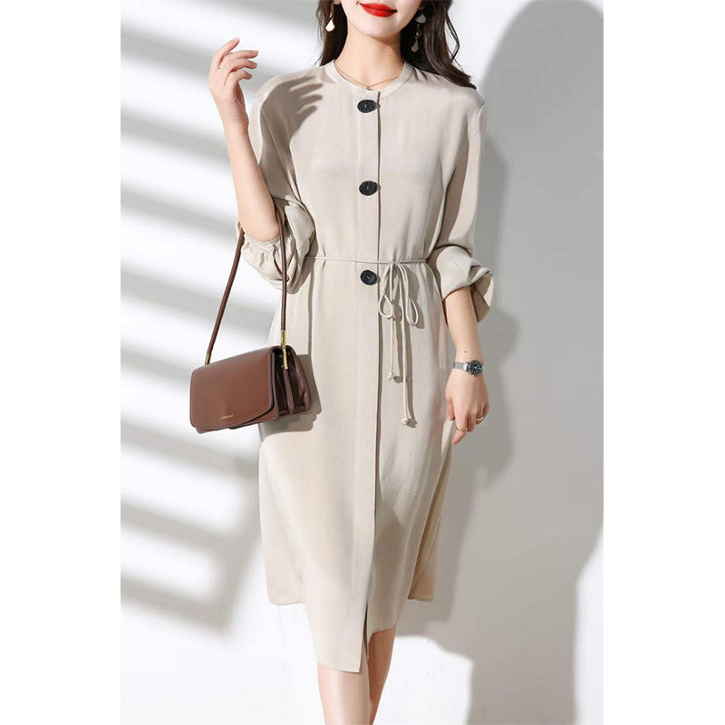 2025 Satin streamer silk dress heavy mulberry silk high-end summer wear  women's new skirt summer long sleeves