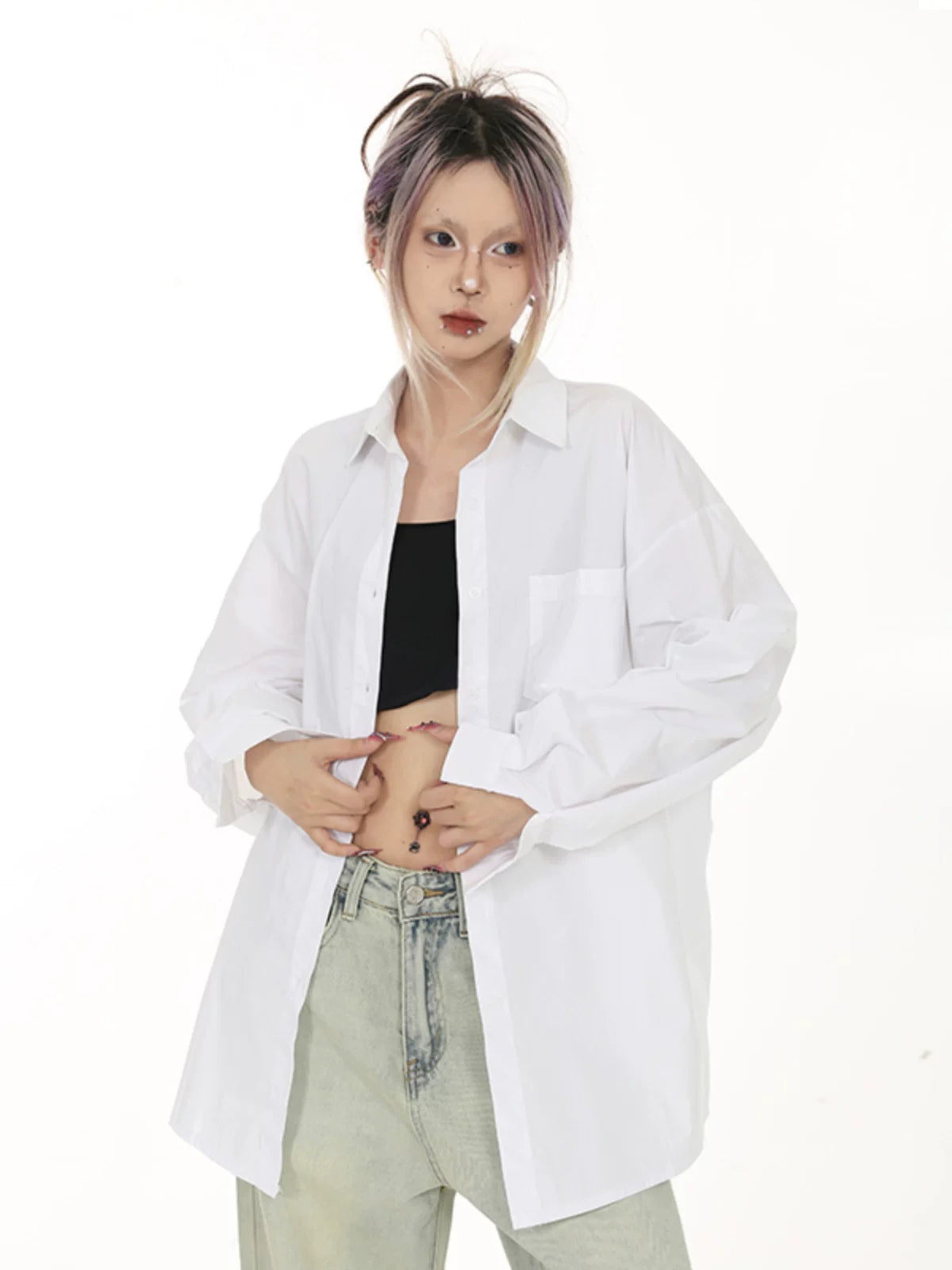 white shirt women's new loose casual sunscreen shirt in summer popular lazy wind long-sleeved top