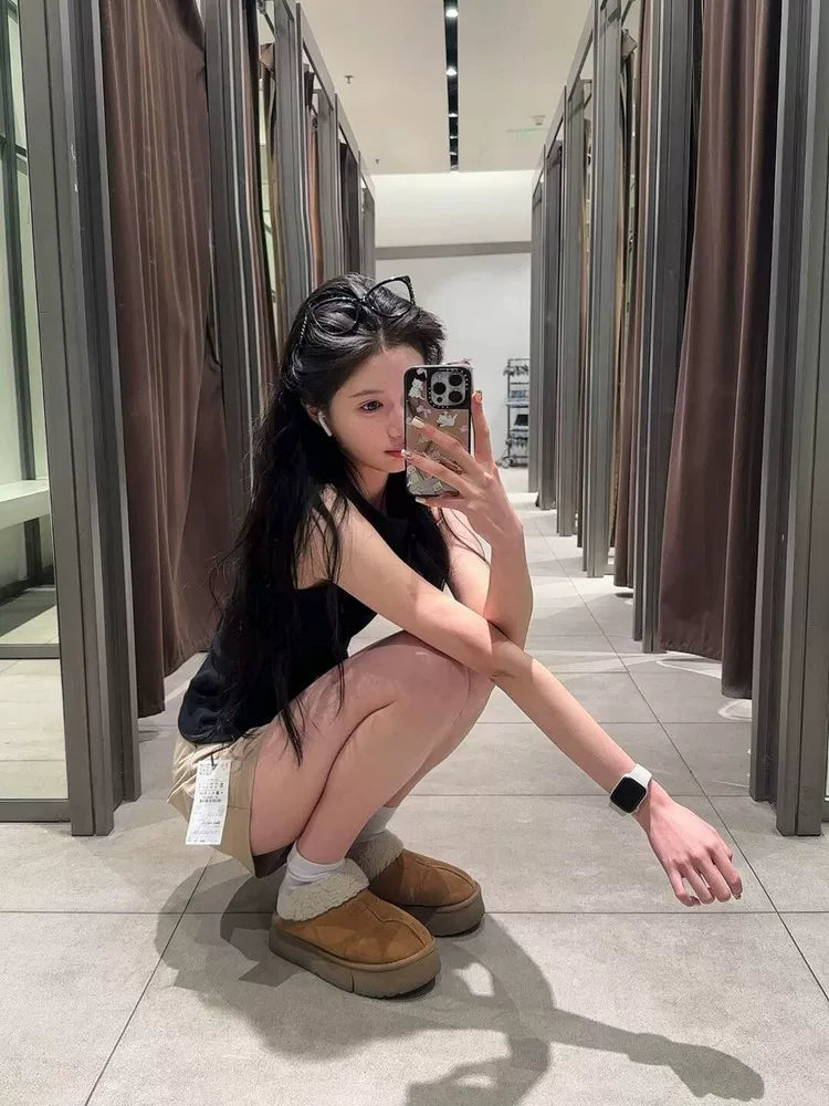 Spice Girl turtleneck knitted sling vest women's summer sleeveless I-shaped elastic slim slim inner top