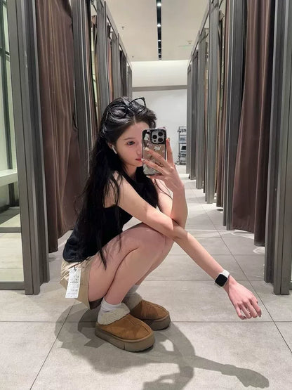 Spice Girl turtleneck knitted sling vest women's summer sleeveless I-shaped elastic slim slim inner top