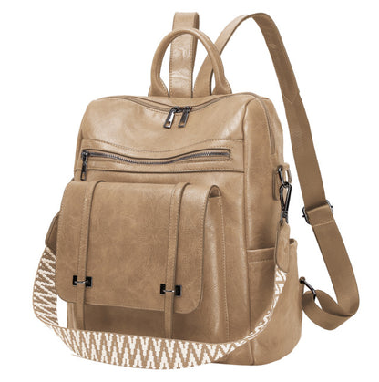 MAOXIANGSHOP 2025 retro women's backpack new high-end PU soft leather dual-purpose shoulder bag large-capacity commuter backpack women