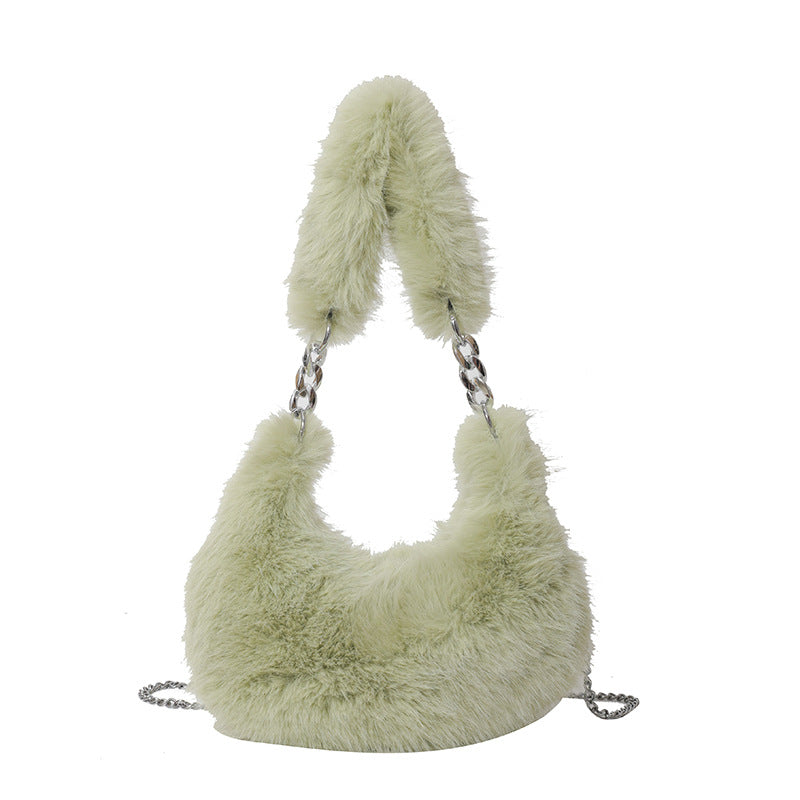 MAOXIANGSHOP 2025 autumn and winter new Korean version niche design popular popular plush portable shoulder bag chain messenger bag bag bag