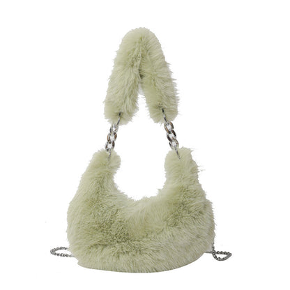 MAOXIANGSHOP 2025 autumn and winter new Korean version niche design popular popular plush portable shoulder bag chain messenger bag bag bag