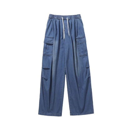 maoxiangshop-shop summer outfits men Jinbukang Japanese Cityboy Denim Pants Men's Spring and Autumn plus Size Overalls Ins Trendy High Street Ruan Handsome Loose