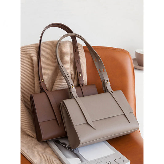 2025 Leather niche design commuter women's large-capacity tote bag shoulder underarm bag new wedding bag trendy simple and versatile