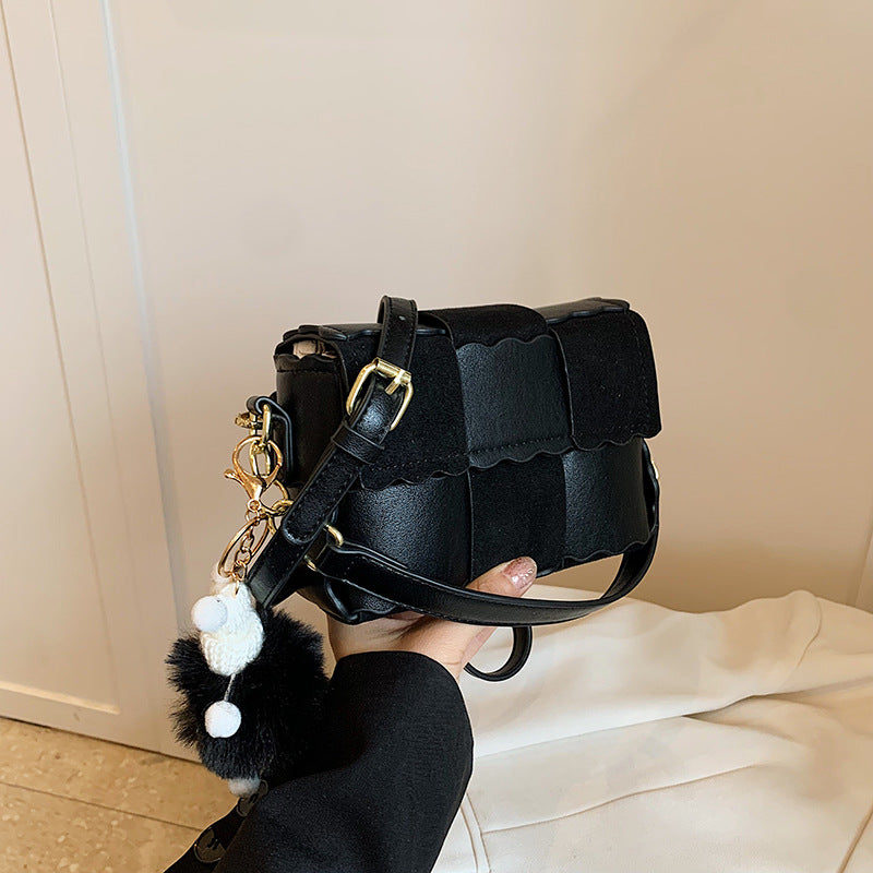 2025 Shoulder bag trendy fashion splicing women's small square bag Internet celebrity simple versatile messenger bag niche high sense bag women