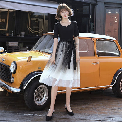 Banquet small evening dress women  new temperament small people can usually wear birthday party medium and long dresses