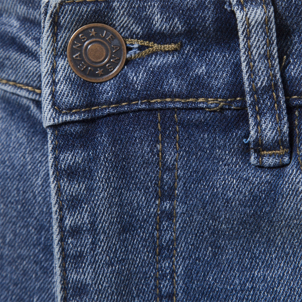 MAOXIANGSHOP 2025 Spring and Autumn New Men's Personalized Denim Washed Trend Casual Micro-elastic Straight Pants