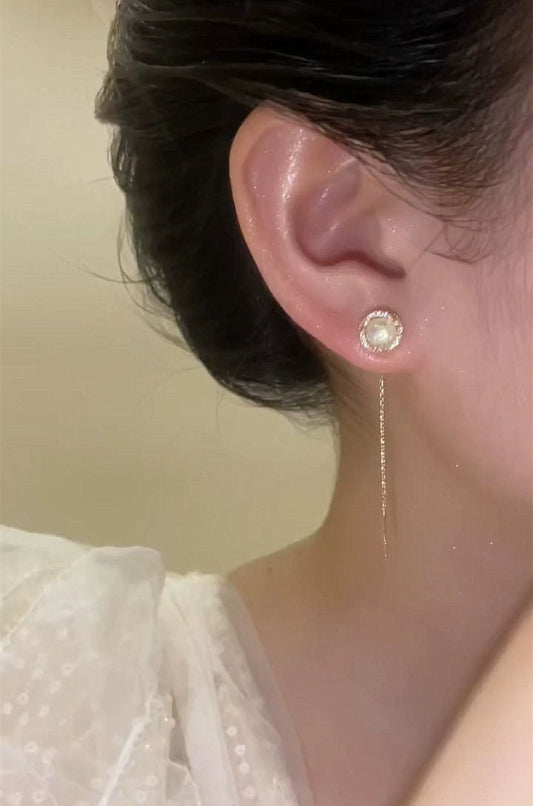 Super fairy diamond-set mermaid Ji pearl anti-lost earrings female niche design earrings temperament light luxury Korean Internet celebrity earrings