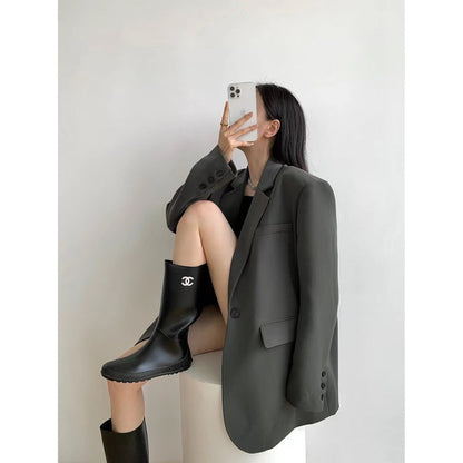 2000s fashion High-End Black Elegant Suit Jacket for Women Spring and Autumn New Small Casual Loose Korean Style Suit