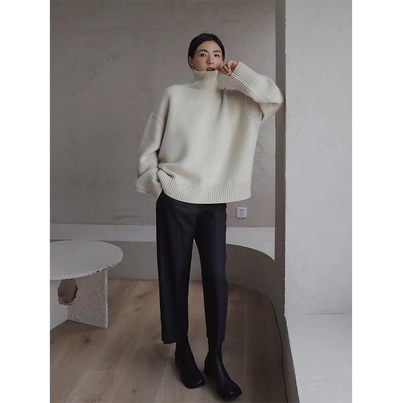 maoxiangshop fall outfits 2024 Knitwear Women's Turtleneck Pullover Women's New Loose Lazy Style Slimming Solid Color Bottoming Shirt Top Women's