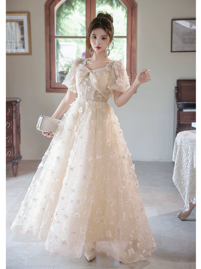 Beautiful evening dress female high sense fairy  new  banquet temperament high-end light luxury niche dress