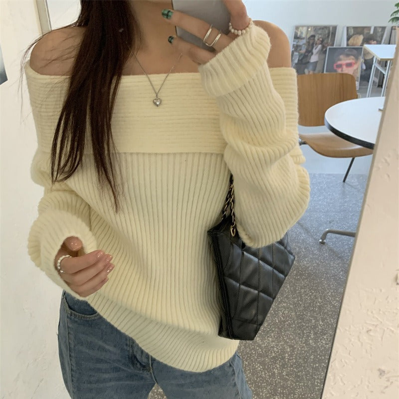 maoxiangshop-shop fashion outfits off-Shoulder off-Shoulder Sweater Women's Clothing Autumn and Winter New High-Grade Wear Sweater Women's Bottoming Underwear