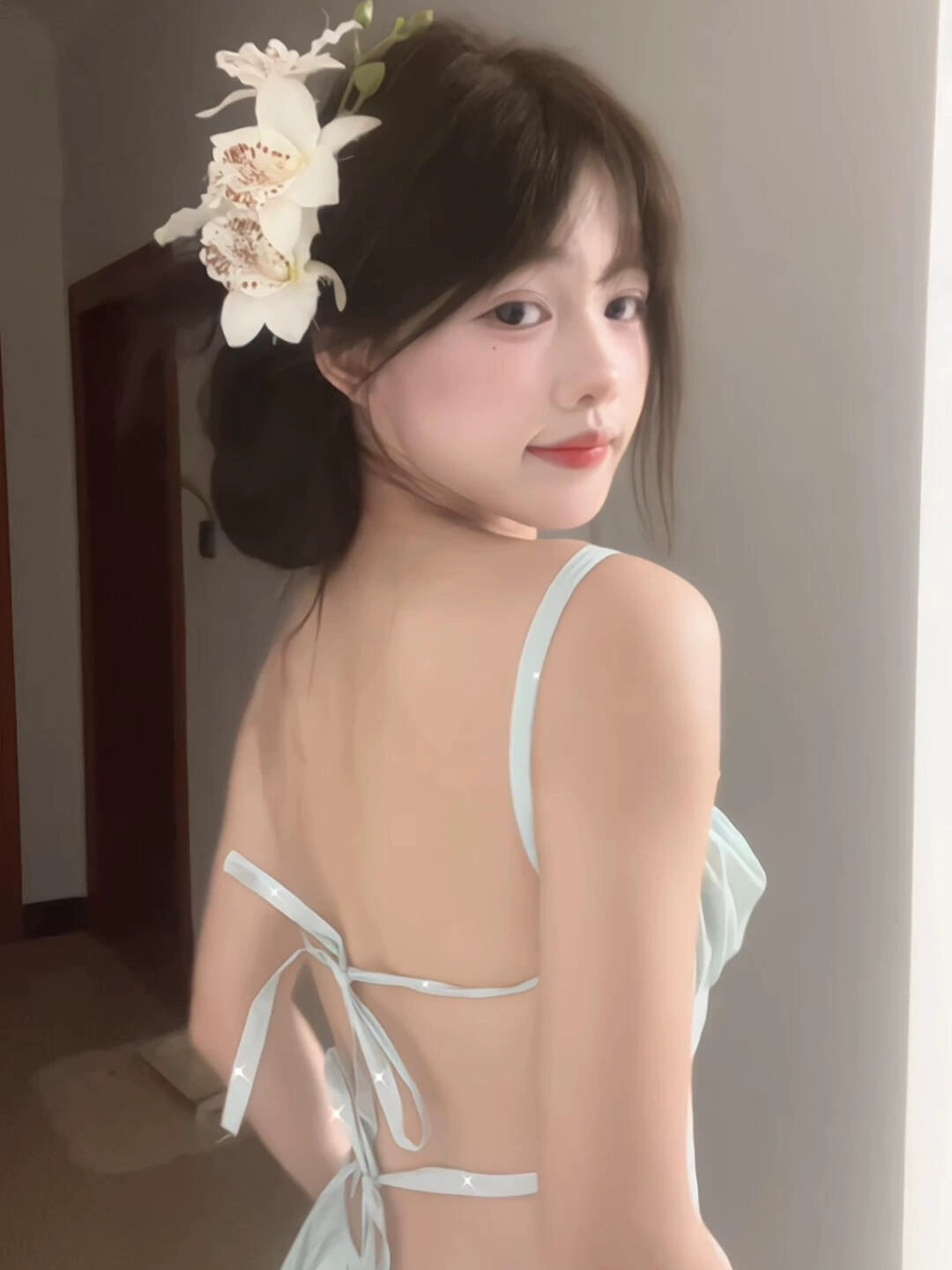 "Mint Mambo" ins wind summer seaside vacation wind A-word skirt dating super fairy suspender strap long dress women