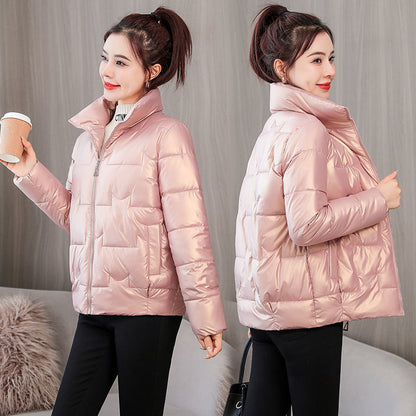 Winter glossy leave-in new thickened cotton-padded clothes women's short Korean version loose cotton-padded clothes stand-up collar jacket women's down cotton-padded jackets