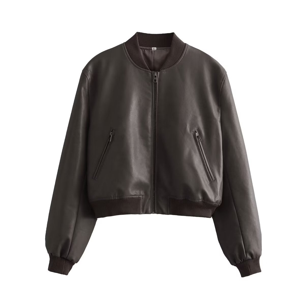 maoxiangshop fashion inspo Pu Street Short Slim Autumn Stand Collar Motorcycle Pilot Jacket Coat Women's Jacket