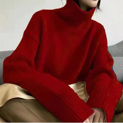 maoxiangshop fall outfits 2024 Knitwear Women's Turtleneck Pullover Women's New Loose Lazy Style Slimming Solid Color Bottoming Shirt Top Women's