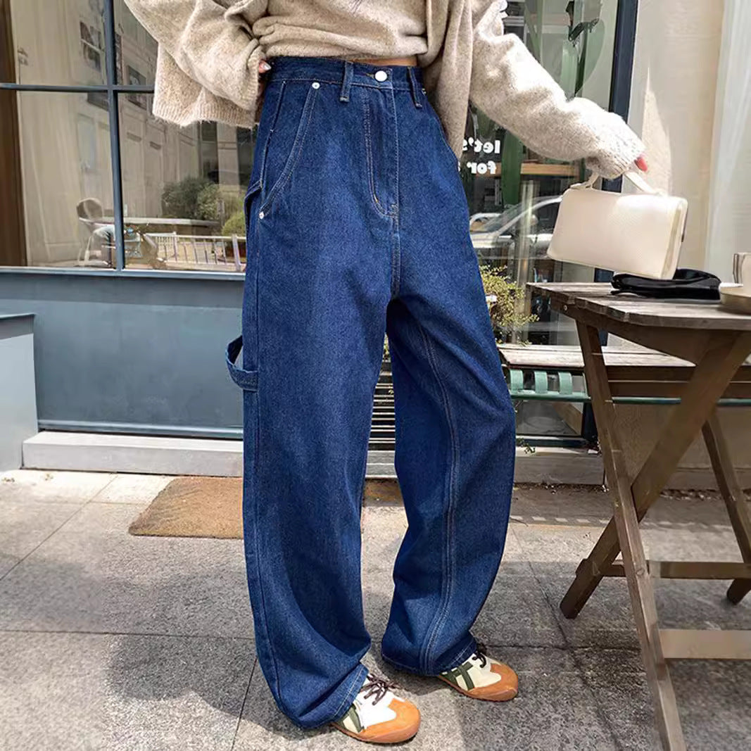 maoxiangshop fashion inspo Retro Jeans for Women 2024 New Autumn High Waist Loose Casual Pants Blue Radish Pants Wide Leg Pants