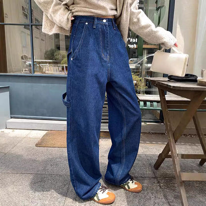 maoxiangshop fashion inspo Retro Jeans for Women 2024 New Autumn High Waist Loose Casual Pants Blue Radish Pants Wide Leg Pants