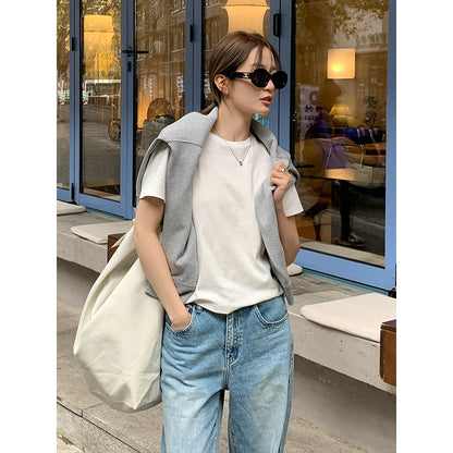 2025 [11 colors] Basic round neck short-sleeved T-shirt women's 2025 summer new simple and versatile solid color top T003
