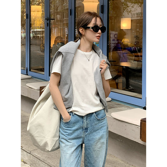 2025 [11 colors] Basic round neck short-sleeved T-shirt women's 2025 summer new simple and versatile solid color top T003