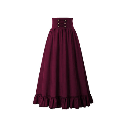maoxiangshop pop culture dress to impress Plus Size Retro Renaissance Women's A- line Ruffle Skirt Halloween Ball Retro Cosplay