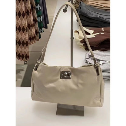 MAOXIANGSHOP 2025 Bag 2025 spring and summer new soft leather small satchel Korean version large-capacity commuter baguette bag versatile casual armpit bag