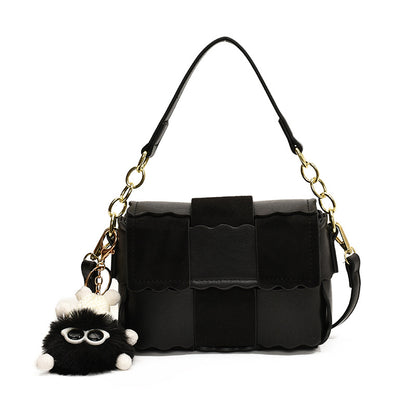 2025 Shoulder bag trendy fashion splicing women's small square bag Internet celebrity simple versatile messenger bag niche high sense bag women