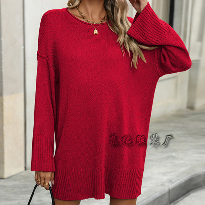 MAOXIANGSHOP New autumn and winter   new loose round neck large size fashion knitted 2025 trade sexy pullover sweater women