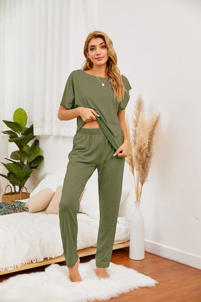MAOXIANGSHOP 2025 new 2025  wish loose T-shirt trousers large size casual loungewear pajamas set, women