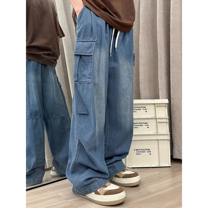 maoxiangshop-shop summer outfits men Jinbukang Japanese Cityboy Denim Pants Men's Spring and Autumn plus Size Overalls Ins Trendy High Street Ruan Handsome Loose