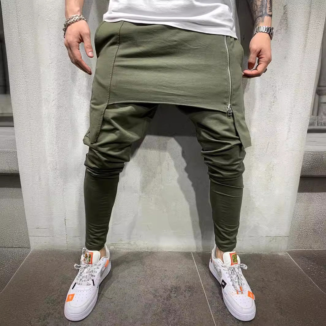 maoxiangshop-shop picture day outfit New Men's Slim-Fit Personality Casual Two-Layer Sports Trousers Men