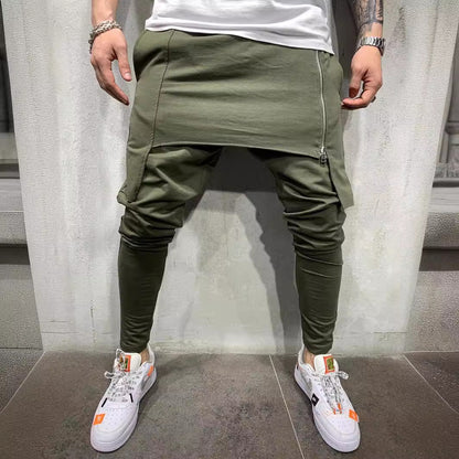 maoxiangshop-shop picture day outfit New Men's Slim-Fit Personality Casual Two-Layer Sports Trousers Men