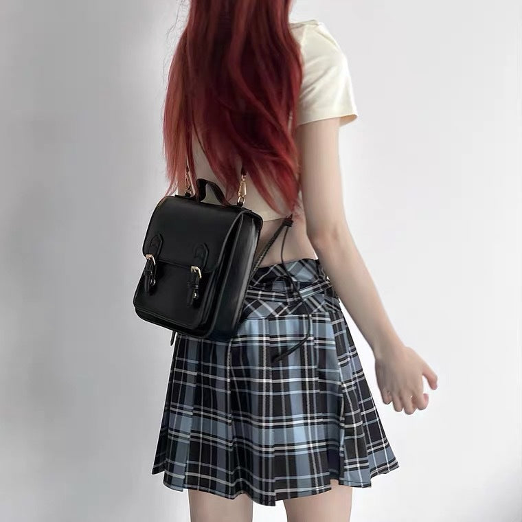 MAOXIANGSHOP 2025 Japanese college style backpack female retro British style niche design mini small backpack texture crossbody small square bag