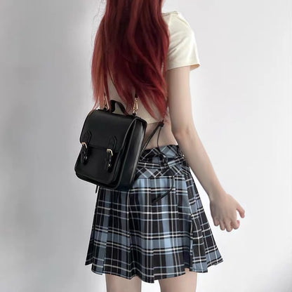 MAOXIANGSHOP 2025 Japanese college style backpack female retro British style niche design mini small backpack texture crossbody small square bag
