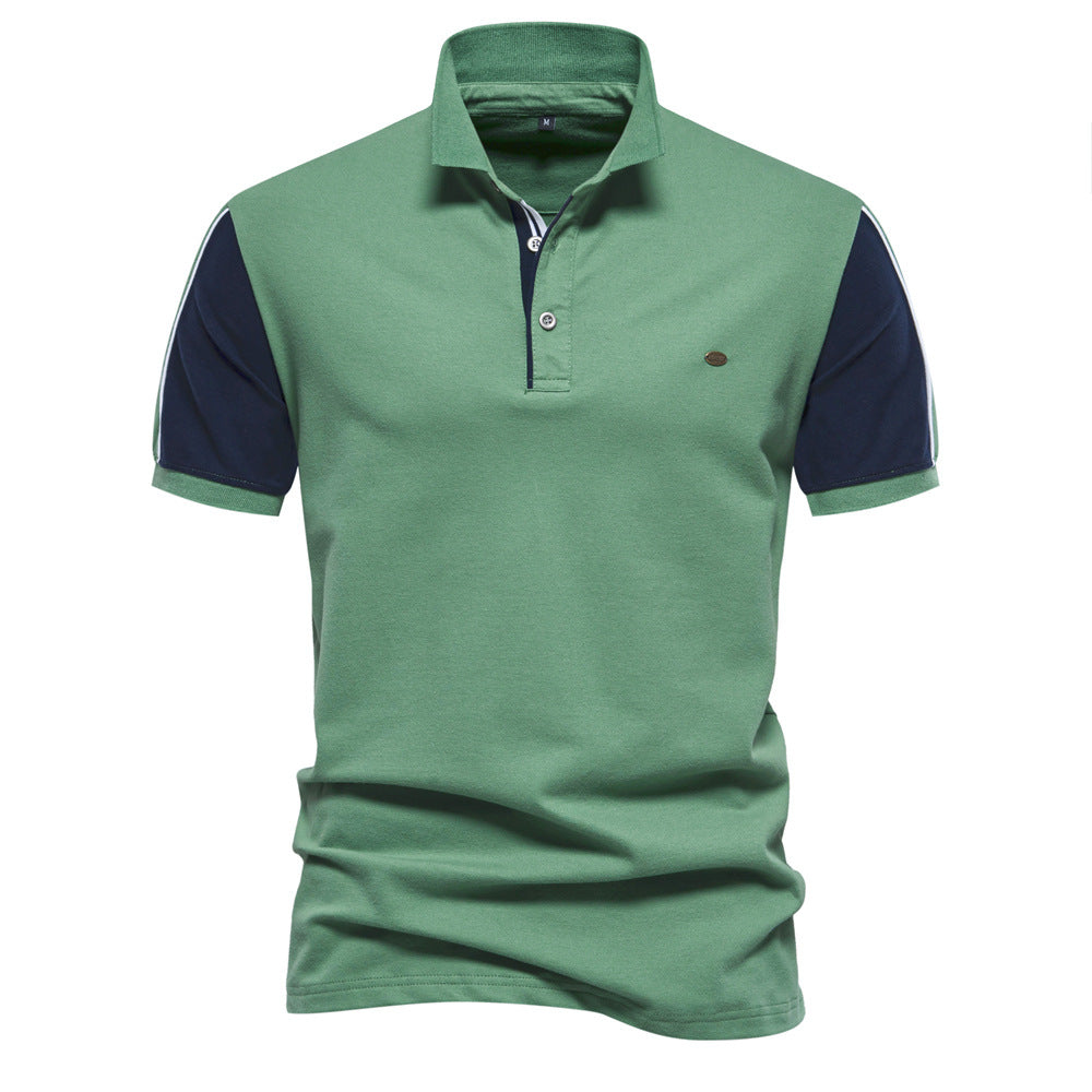 MAOXIANGSHOP 2025 popular spring and summer new New Popular trade collar POLO lapel simple fashion color matching casual men's short-sleeved T-shirt