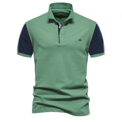 MAOXIANGSHOP 2025 popular spring and summer new New Popular trade collar POLO lapel simple fashion color matching casual men's short-sleeved T-shirt